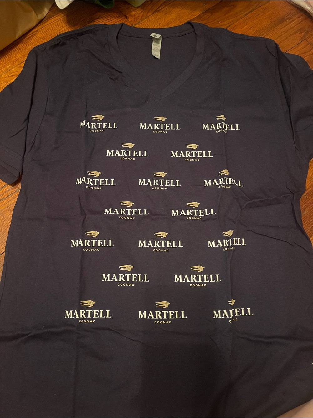 Martell Cognac Logo Navy V-Neck Men's T-Shirt